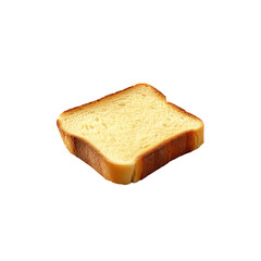 single slice of white bread isolated on a transparent background, in a PNG format