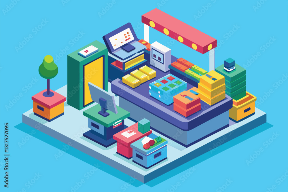Poster this vibrant self-checkout station features multiple customization options and an engaging layout, s