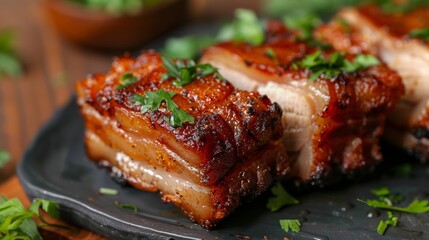 Crispy Pork Belly with Fresh Herbs and Spices