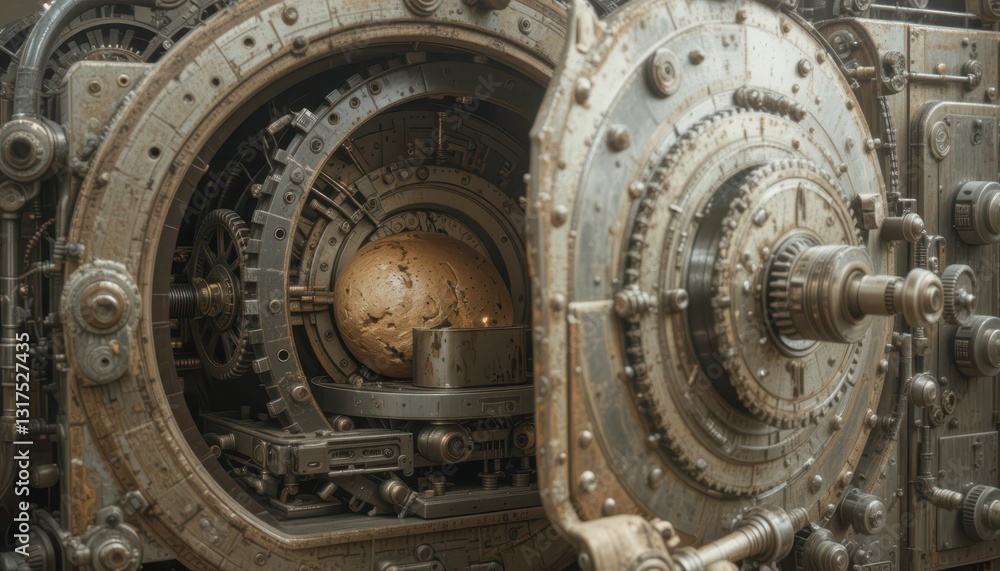 Poster Intricate Mechanism of an Open Safe with a Mysterious Sphere Inside