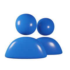 Blue People Icon - 3D Rendered Teamwork Symbol