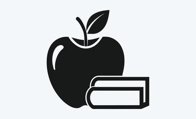 Apple and book vector icon, education symbol illustration, apple and book vector icon 