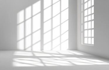 Light and shadow overlay effect on a white background, window shadow,