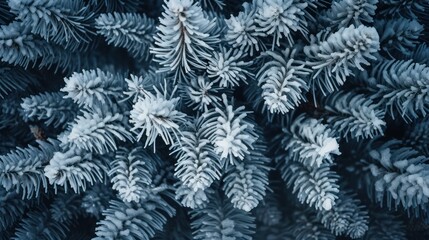 Frosty Pine Branches in a Winter Wonderland Scene