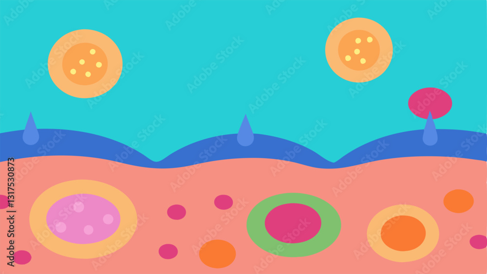 Poster skin cells under microscope a zoomedin view of skin cells with vibrant colors indicating the revital