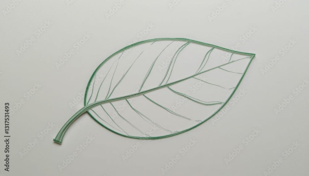 Poster leaf outline design with delicate veins on a soft background