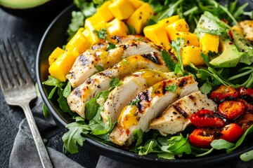 Grilled Chicken Salad with Mango, Avocado, and Arugula