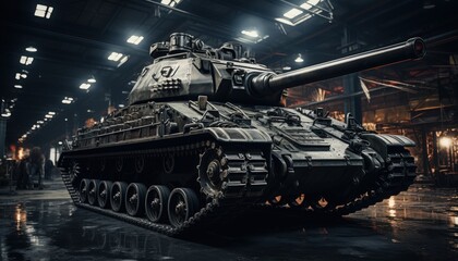 A military tank on display at a museum