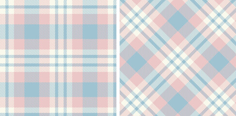 Light Very Light Pink Seamless Tartan with Pale Light Grey Blue accents Fabric Design
