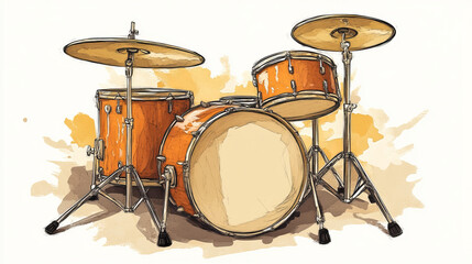 Musical drum wood rhythm music instrument series. Set of percussions, vector illustration