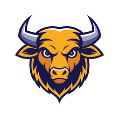 Bison animal of a head mascot logo vector..