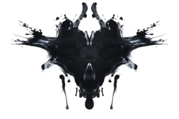 Rorschach inkblot test on white or transparent background