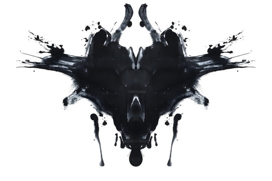 Rorschach inkblot test on white or transparent background