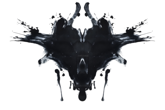 Rorschach inkblot test on white or transparent background
