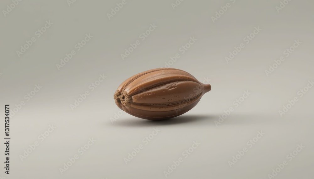 Poster realistic 3d model of a single brown nut with smooth texture