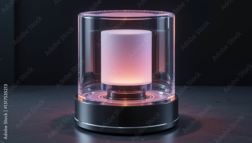 Poster elegant modern lamp with translucent design and soft glowing light