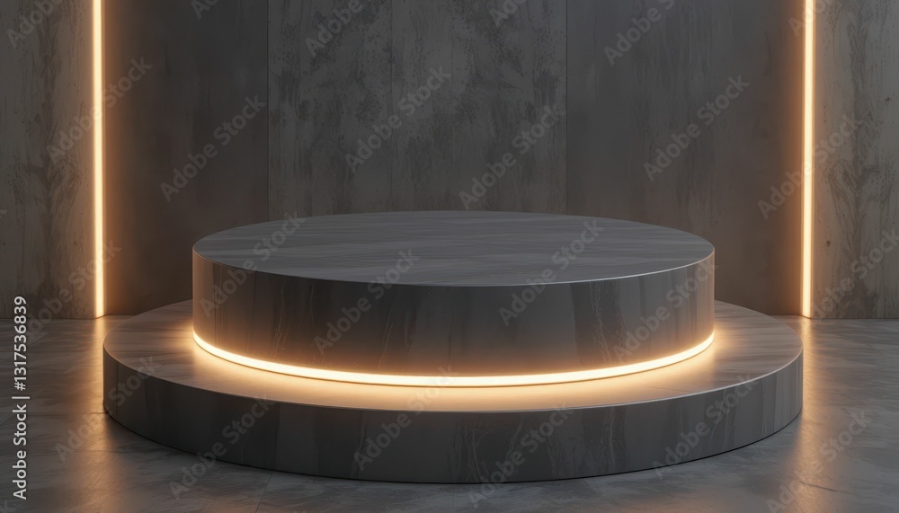 Poster modern minimalist studio space with rounded display platform