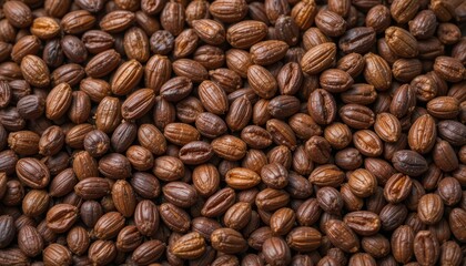 Fototapeta premium Close-Up View of Brown Seeds on Natural Background Texture