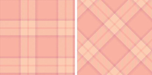 Pastel Seamless Tartan in Warm Pale Salmon tones Fabric Design