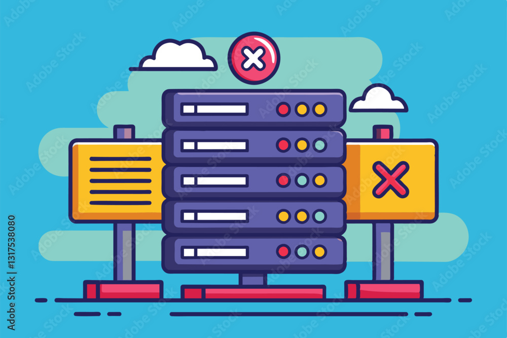 Poster a colorful server cluster illustration displays customizable status and visible error signals on a b