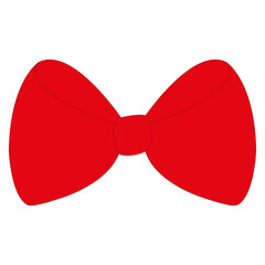 Classic red ribbon bow hand drawn. Bow for decoration, bow ties, retro ribbon illustration hand drawn. Set of different cartoon bows, gift ribbon.