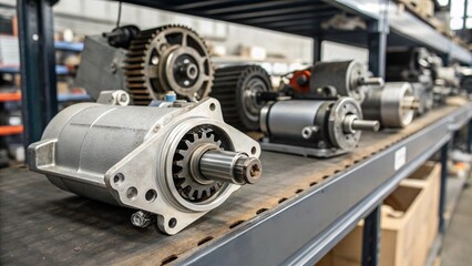 Fototapeta premium Automobile components on the warehouse racks
