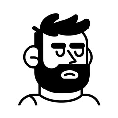 Fototapeta premium Creative vector illustration of a thoughtful man with a beard expressing contemplation and curiosity in a simple design
