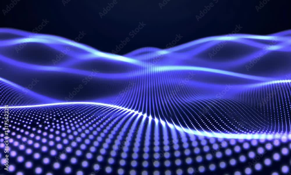 Aufkleber a mesmerizing abstract visual of flowing blue waves and digital dots, creating a harmonious blend of