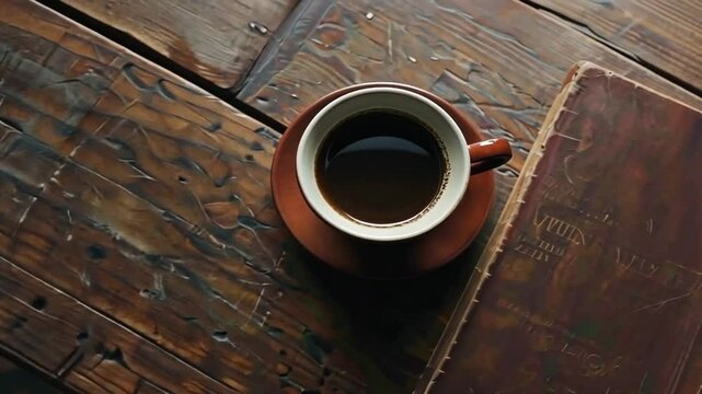 Schwarzer Kaffee auf rustikalem Holztisch