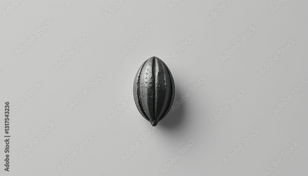 Poster black decorative object on gray background with smooth texture