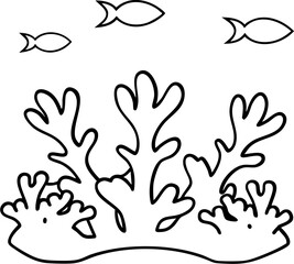 Obraz premium Coral reef design with fish, showcasing marine life and underwater beauty.