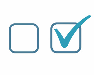 Minimalist Checkbox Icons – empty and checked with blue checkmark