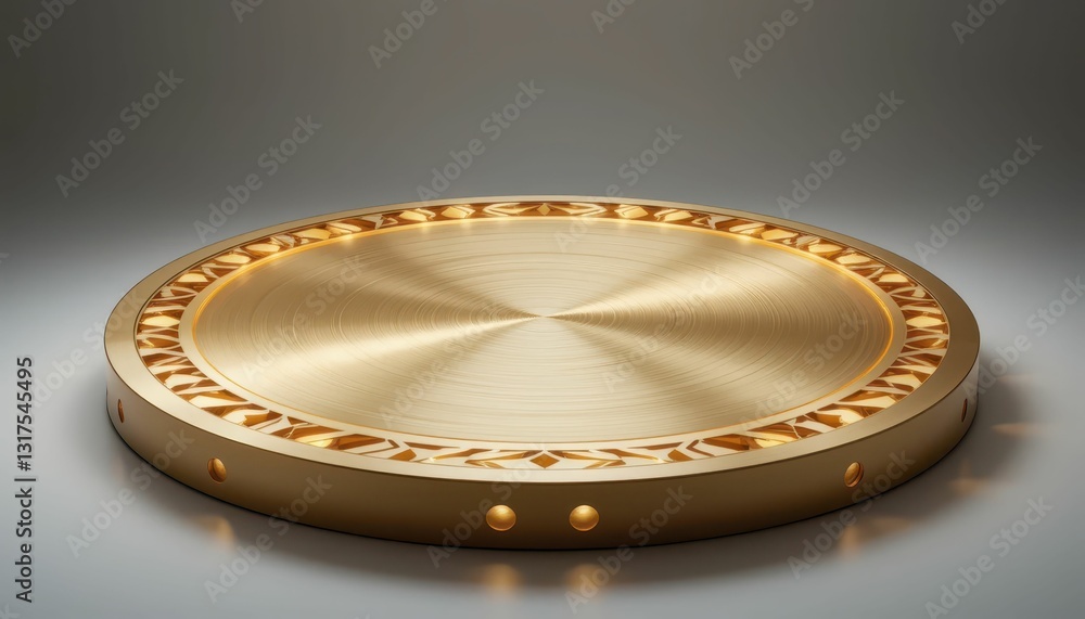 Poster elegant round golden display plate with intricate design elements