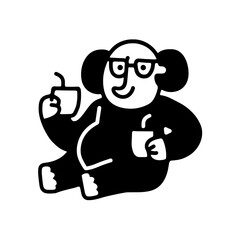 Fototapeta premium Relaxed figure enjoying tea and coffee in a cozy setting, embodying comfort and simplicity in daily life