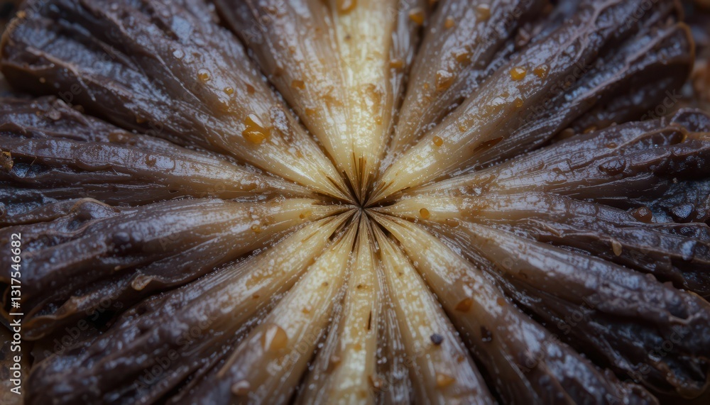 Poster close-up view of intricate patterns in dried fruit slice
