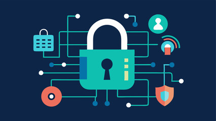 Lock and Key Eld with Digital Data Symbols A large lock and key surrounded by digital data symbols like binary code demonstrating the concept of accessing and securing data.