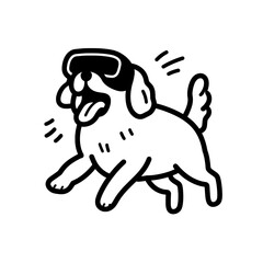 Excited dog enjoying virtual reality adventure with joyful expression and playful energy