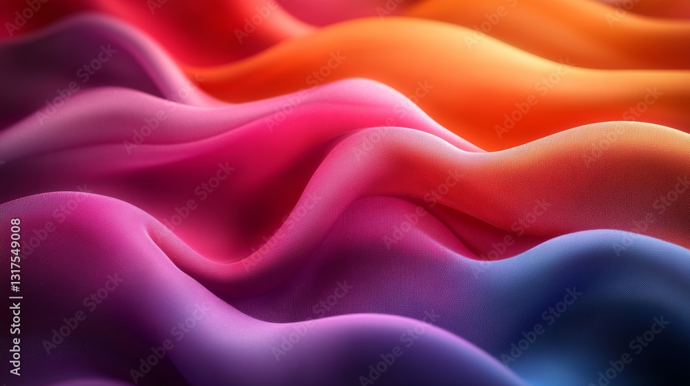 Poster vibrant colorful fabric texture with smooth wavy patterns