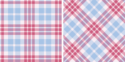 Metallic Very Light Pink Seamless Tartan with Bright Rose accents Fabric Design