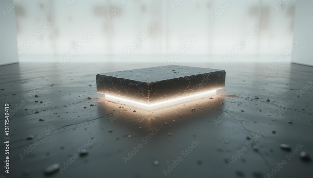 Poster futuristic design element with glowing edges and textured surface
