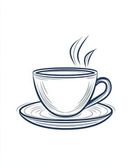 Obraz premium Sleek and simple coffee cup with saucer, steam rising elegantly