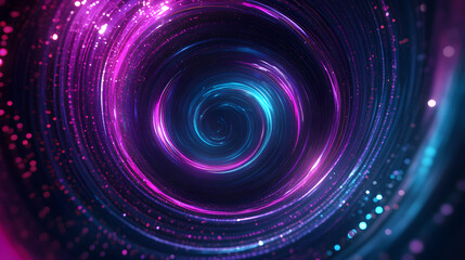 Abstract swirl of purple and blue digital particles, symbolizing a vortex of energy and data flow