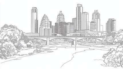 Austin Skyline Coloring Page 