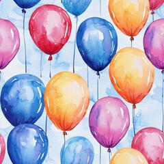 A vibrant bunch of colorful balloons floating together celebrating joyful moments and events Seamless Texture