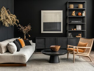 A modern living room design with elegant furniture and decor