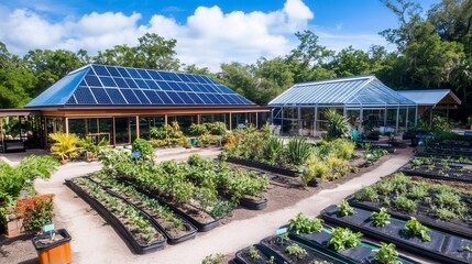 Eco-Friendly Garden with Solar Panels Sustainable Living