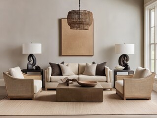 A Comfortable Living Room Decorated With Modern Furniture Elements