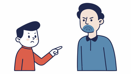 Fototapeta premium Sketch Style A handdrawn effect showing a witness with a concerned expression pointing towards a timidlooking suspect capturing the emotional weight of the moment.