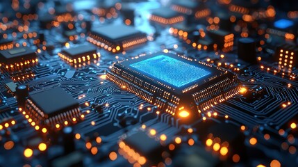 Obraz premium A close up view of a digital computer circuit board