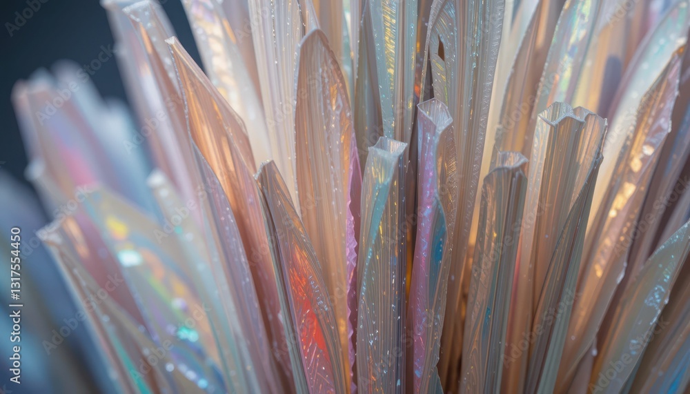 Poster iridescent abstract texture with sharp edges and light reflection